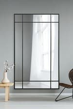 Image of Large Black Contemporary Leaner and Wall Mirror 79" x 47" 200x120cm MirrorOutlet