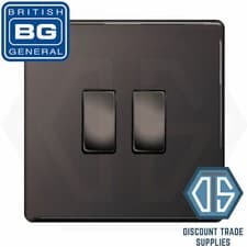 Image of BG Nexus Black Nickel Screwless Flatplate Switches & Sockets Black Inserts
