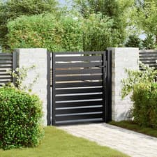 Image of Garden Gate Black Aluminium 100x141cm Lockable Panel 81x100cm With Lock &posts.