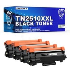 Image of Compatible Brother TN2510XXL Black Toner Cartridge High Yield 5000 Pages, 4-CT