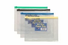 Image of Pack of 5 Tiger A5 Clear Zippy Bags - Strong Clear File Storage Document Folders