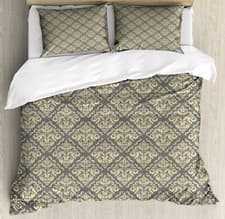 Image of Damask Duvet Cover Set Classic Curvy Leaves Graphic