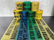 Image of CAUTION UNDERGROUND ELECTRIC CABLE,WATER,TELEPHONE  WARNING TAPE CUT LENGTHS