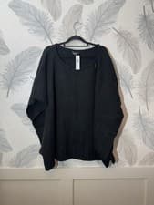 Image of Accessorize London Black Knit Poncho One Size Button Detail New With Tags
