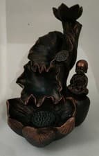 Image of Bronze Effect Buddha Backflow Incense Cone Burner Home Decor Gift