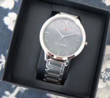 Image of Tommy Hilfiger Watch 32770303 Blue Leaf Pattern Stainless Steel Bracelet New