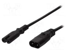 Image of Sockets: 1 Cable black IEC C7 female,IEC C8 male