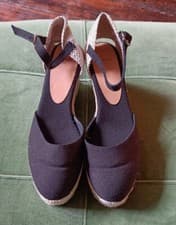 Image of BNWT Black Carol Castaner high wedge espadrilles with ankle strap RRP £120