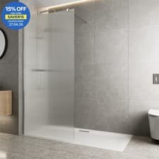 Image of Walk In Wet Room Shower Screen Frameless 8mm Fluted Glass Polished Chrome 1000mm