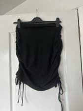 Image of Shein Size Large Black Ruched Side Skirt More of A Size 12-14 Ribbed Material