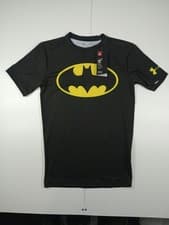 Image of Under Armour Batman HeatGear Compression Large L Mens Black Logo Activewear