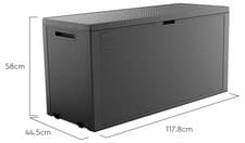 Image of Keter Emily 277L Outdoor Garden Plastic Lockable Storage Deck Box Grey Unit