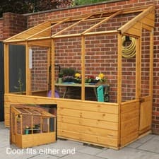 Image of 8x4 LEAN-TO WOODEN GREENHOUSE GARDEN POTTING PENT PLANT SHED SHIPLAP T&G 8ft 4ft