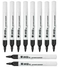 Image of 10 BLACK Quality Whiteboard Dry Wipe Marker BULLET TIP Pens WB BRAND Drywipe  