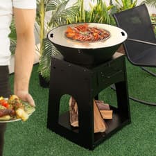 Image of Heavy Duty Fire Pit with Firewood Rack and Fire Poker