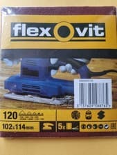 Image of Sandpaper FlexOVit 120 grit 102mm x 114mm 1 Box of 10 packs of 5 sheets.