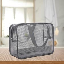 Image of Mesh Toiletry Bag Bathing Bag Portable Large Capacity Shower Essentials Zipper