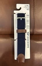 Image of Dockers Fabric Weave Belt Stretch Large/XL Pant 42" Adjustable Fit Comfort Navy