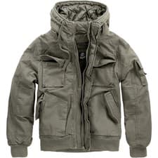 Image of BRANDIT MENS BRONX FIELD JACKET WARM QUILTED COAT VINTAGE HOODED PARKA OLIVE