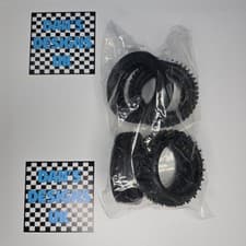 Image of Set of Tamiya Front Off Road Groove Tyres 51207 + Rear Square Spike Tyres 53084