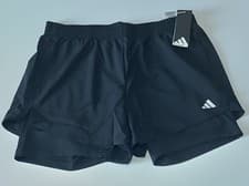 Image of Mens Adidas 2 In 1 Running Shorts Size Large Black New with Tags Free Postage