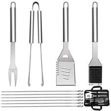 Image of 10 Pack BBQ Barbecue Tool Set, Stainless Steel Outdoor Barbecue Grill