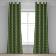 Image of Green 2-Panels Eyelet Curtains Geometric Wave Like Shape
