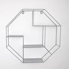 Image of Metal Wire Design Hexagon Wall Shelf Display Unit Hanging Wall Mounted Organizer