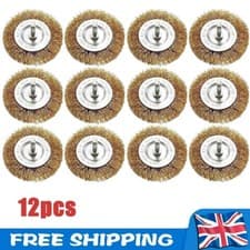 Image of 12Pcs 4" Flat Wire Wheel Brush 1/4" Shank Drill Rotary Tool Paint Rust Removal👍