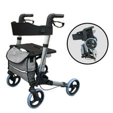 Image of Rollator 4-Wheel Double-Fold Lightweight Transit Walker Seat Bag Cane Holder