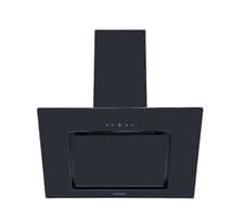 Image of Cookology Angled Cooker Hood 70cm Chimney Extractor - Black Glass VER705BK/A++