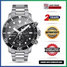 Image of TISSOT Seastar 1000 T120.417.11.051.00 Silver Strap Black Dial Chrono Mens Watch