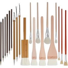 Image of 20Pcs Pottery Brushes for Glazing, Ceramic Brush Set with Storage Box, Wood4837