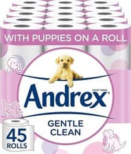 Image of Andrex Gentle Clean Toilet Rolls - 45 Toilet Roll Pack- Bulk Buy Toilet Rolls UK