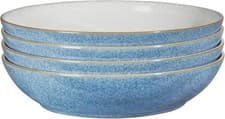 Image of Denby - Elements Blue Pasta Bowls Set of 4 - Dishwasher Microwave Safe Crockery
