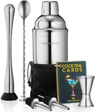 Image of Modern Mixology 8-Piece Cocktail Shaker Set with Velvet Bag Complete Gift Set