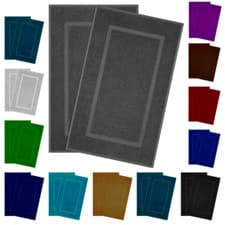 Image of 2x Bath Mats 100% Cotton Quick Dry 1000 GSM Hotel Quality High Absorbent 50x70cm