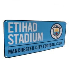 Image of MANCHESTER CITY FC OFFICIAL COLOUR METAL STREET SIGN - FOOTBALL GIFT, MCFC