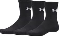 Image of Under Armour Performance Cotton 3 Pack Crew Socks Black Cushioned Arch Support