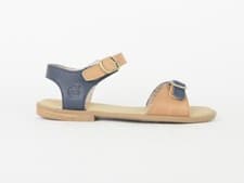 Image of Youths Timberland Girls Sheafe A1956 Navy Tan Leather Sandals 
