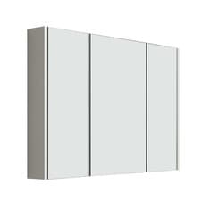 Image of iBathUK Bathroom Mirror Cabinet Wall Mounted 3 Doors Modern Gloss White 900mm