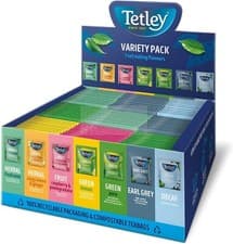 Image of Tetley Variety Tea Bags 90 Pack Individually Wrapped Envelopes Display Box Gift