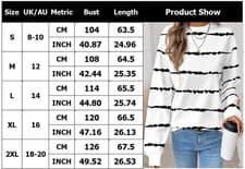 Image of Women's Ladies Striped Pullover Sweatshirt Shirts Long Sleeve Casual Loose Tops