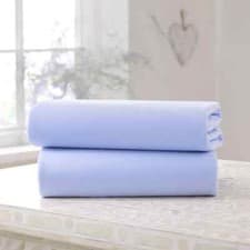 Image of Clair de Lune 100% Cotton Fitted Sheets Blue Plain Cot/Cot Bed 2Pk