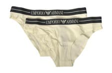 Image of EMPORIO ARMANI women's briefs, 2-pack, raw cut, visible elastic, logo, stretch c