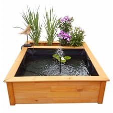 Image of Raised Square Garden Solar Pond Kit with Premium Planting Zone in treated Timber