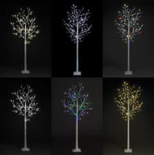 Image of Outdoor 4ft, 6ft, 8ft Birch Christmas Twig Tree Pre Lit Ice Warm White Multi LED