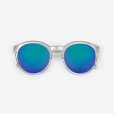 Image of SUNGLASSES ROUND CLEAR PLASTIC UV400 BLUE/GREEN MIRROR LENSES FROM A USA SELLER!