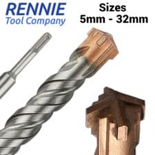 Image of SDS-Plus Hammer Drill Bits Cross Tip 4 Cutter Turbo Tip Professional All Sizes