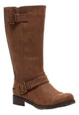 Image of Rocket Dog Berry Womens Brown Tall Zip Up Mid Calf Biker Buckle Boots